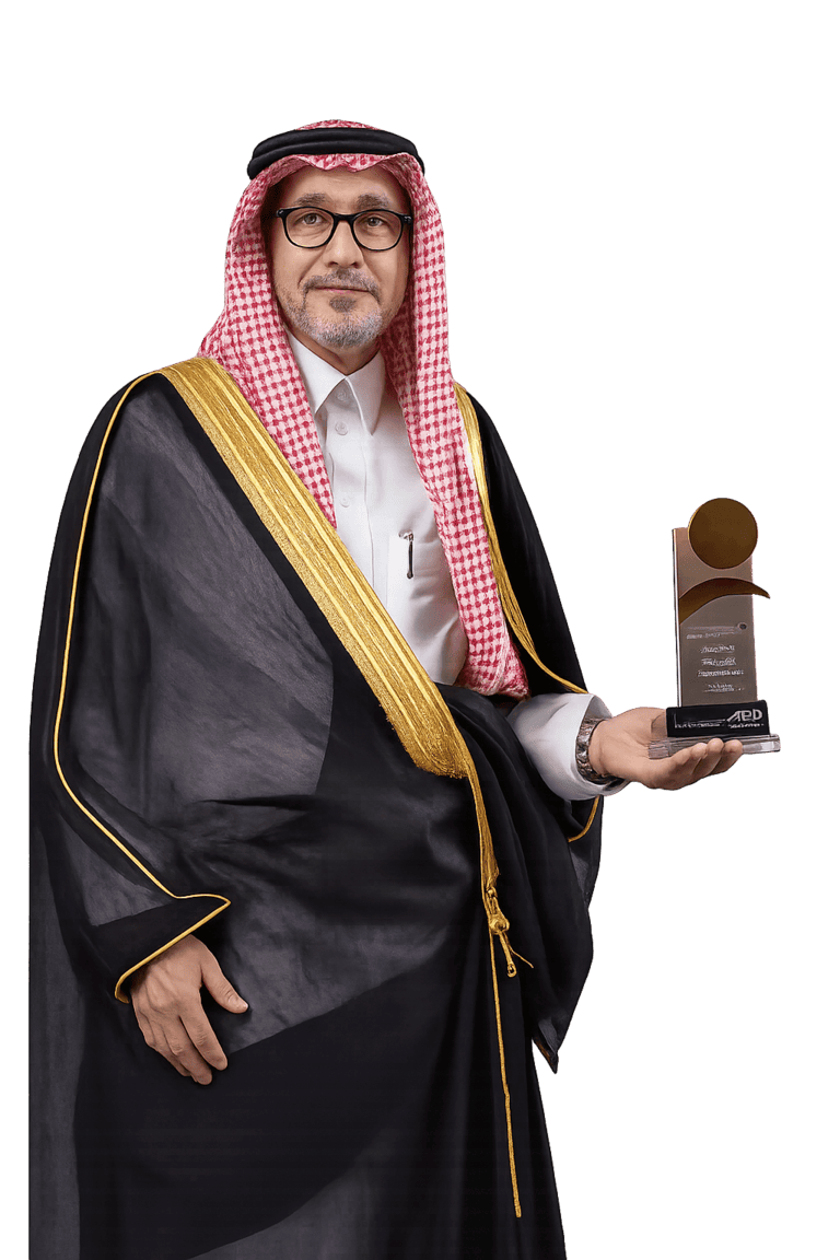 رجل يحمل جائزة